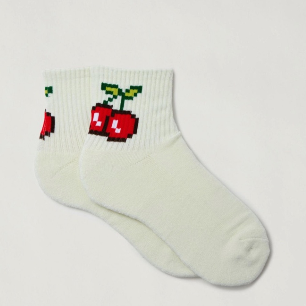 Urban Outfitters pixelated cherry ankle socks